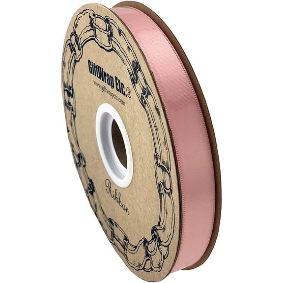 Light Pink Satin Decorative Ribbon - 5/8 x 100 Yards, Easter, Spring, Valentines Day, DIY Bows, Basket, Mother's Day, Baby Shower, Wedding, Wreath, Gift Wrap, Breast Cancer Awareness, Birthday