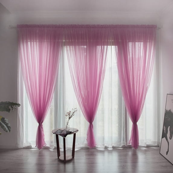 Light Pink Sheer Curtain Panel 200X100Cm, Tulle Window Voile Drape for Bedroom, Modern Light Filtering Single Curtain for Home Decor