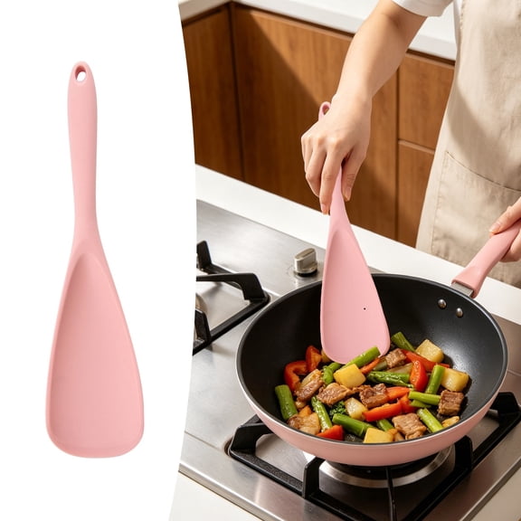 Light Pink Silicone Spatula for Nonstick Cookware, Heat-Resistant Flexible Kitchen Utensil for Flipping, Stirring, Scraping & Serving, Dishwasher Safe Cooking Tool for Baking, 11.5 Inch, By Harlik