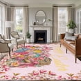 thumbnail image 1 of Light Pink Spring Easter Area Rugs 5'x7', Washable Small Throw Rugs for Laundry Room Playroom, Bunny Eggs Floral Botanical Indoor Outdoor Rug Non-Slip Low Pile Carpet Runner Reversible Floor Mats, 1 of 8