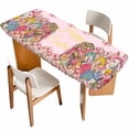 thumbnail image 1 of Light Pink Spring Easter Table Cloths for 8 Foot Rectangle Tables, Bunny Eggs Floral Botanical Patio Waterproof Elastic Fitted Tablecloths, Washable Rectangular Table Cover for Camping, 1 of 8
