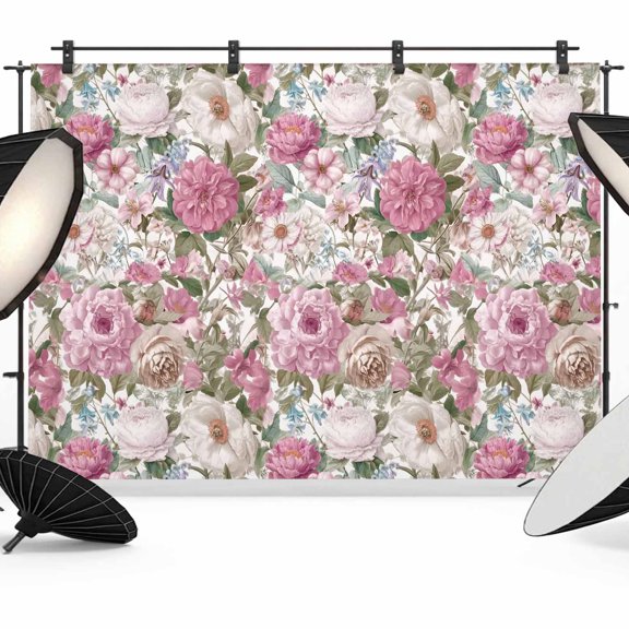 Light Pink Spring Floral Backdrop for Photoshoot,Photography Photo Studio Background Wall Backdrop,Vintage Summer Botanical Back Drop Banner Panel for Portraits Wedding Party Live Streaming 7x5Ft