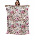 thumbnail image 1 of Light Pink Spring Floral Blanket Soft Cozy Warm Throw Blanket for Couch, Plush Fuzzy Flannel Fleece Blankets for Sofa, Vintage Summer Botanical Bed Blankets Lightweight Gifts for Women, 40"x50", 1 of 9
