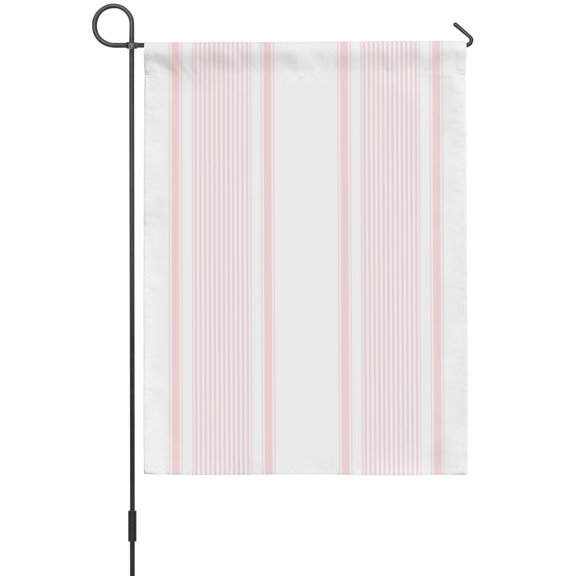 Light Pink Striped Garden Flags For Outdoor, Minimalist Stripes Farmhouse Modern Natural Small Double Side Yard Flags Weather Proof Garden Decor for Lawn Outside Holiday 12 x 18 Inches