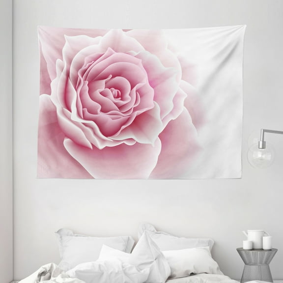 Light Pink Tapestry, Romantic Rose Petals Beauty Bouquet Celebration Bridal Romance Wedding, Wall Hanging for Bedroom Living Room Dorm Decor, 80W X 60L Inches, Light Pink White, by Ambesonne