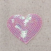 Light Pink - Valentine Sequin Heart - Medium - 1.75" - Iron on Applique/Embroidered Patch