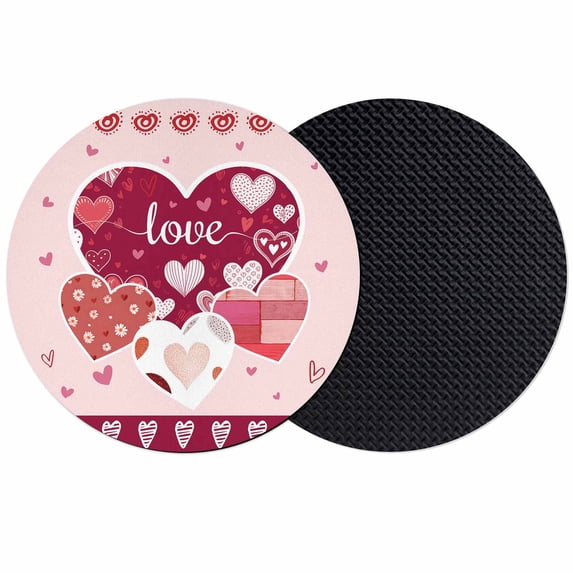 Light Pink Valentines Day Coasters Set of 2, Absorbent Coasters for Drinks, Love Hearts Romantic Farmhouse Coaster for Desk Coffee Table Protection, Home Decor House Warming Gifts 4"