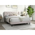 thumbnail image 1 of Light Pink Velvet Queen Bed Frame - Modern Upholstered Platform Bed, Clean Lines Design, Bedroom Furniture, Wood & Velvet, No Box Spring Needed, 1 of 11