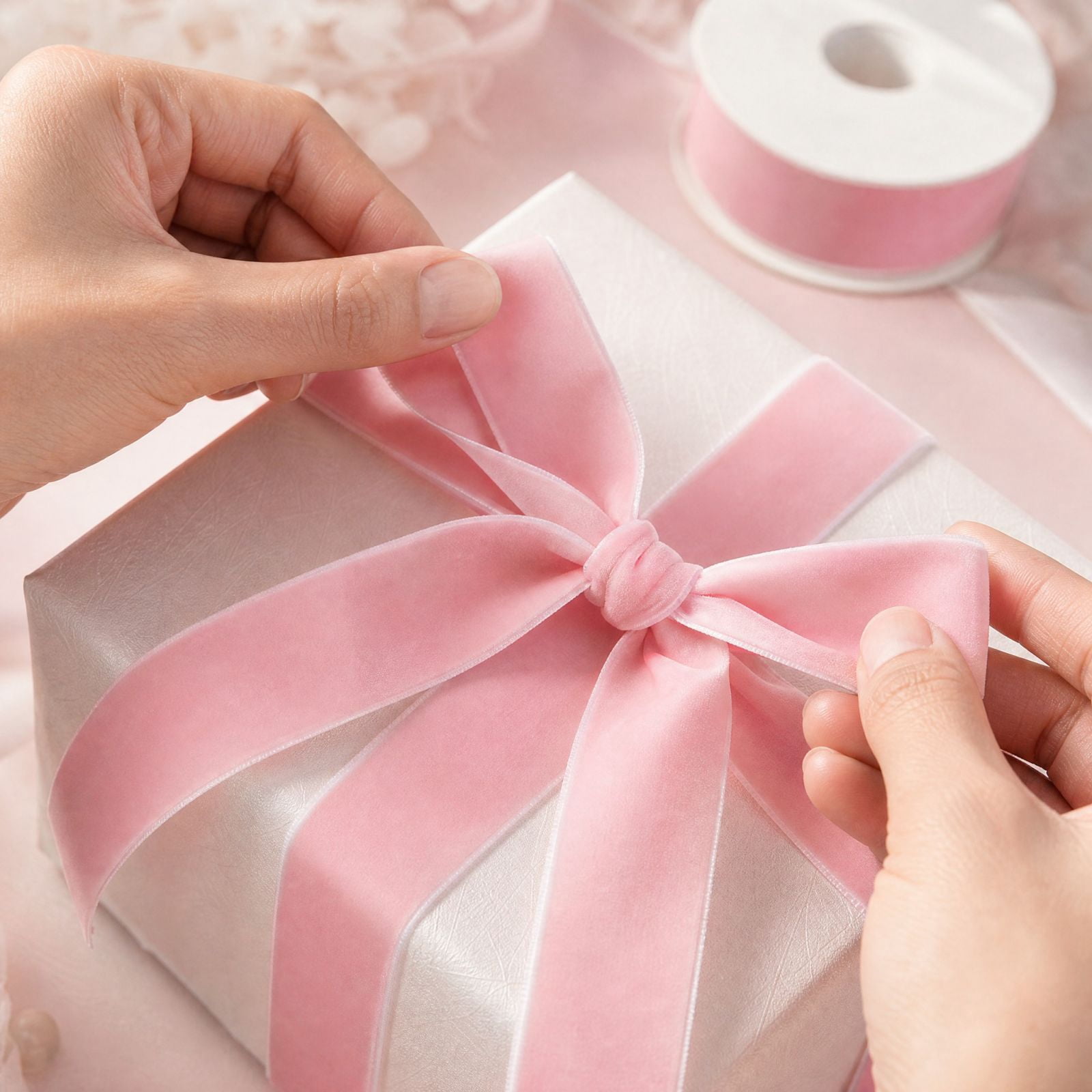 Light Pink Velvet Ribbon with 1 Inch Width and 5 Yards Length, Soft ...