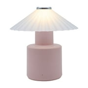 Mushroom Lamp Pink-White , USB Rechargeable Night Light , IP65 Waterproof for Bedside & Camping , Touch Control, Type-C