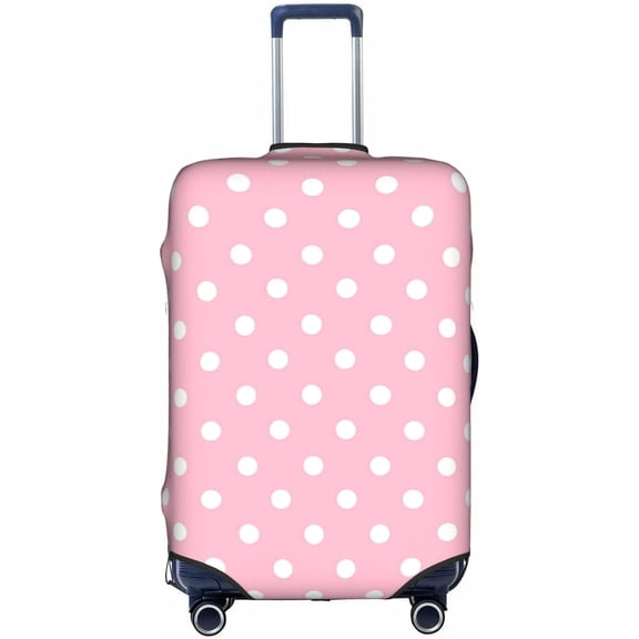 Light Pink White Polka Dots Elastic Washable Fun Pattern Travel Luggage Cover Suitcase Protector Medium (22-24 inch suitcase)