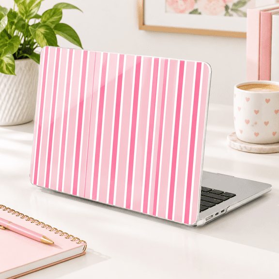 Light Pink&White Stripes Laptop Shell for 13.6 Inch MacBook Air with M5/M4/M3/M2 Chip