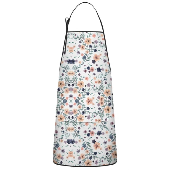 Light Pioneer Flower Pattern Apron-Garden Aprons for Women with Pockets-Cotton Linen Waterproof Kitchen Cooking Gardening Aprons Adjustable for Kitchen,Cooking,BBQ and Salon 33x27 Inch