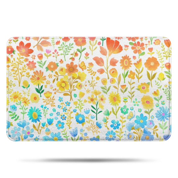 Light Pioneer Flower Pattern Bathroom Rugs Mat,Non Slip Microfiber Bathroom Rug,Rubber Backing,Soft Bathroom Mats for Bathroom Floor,Tub and Shower,17x27in(43x68cm)