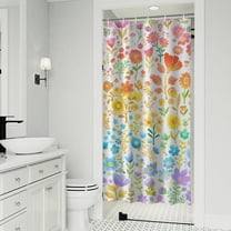 Light Pioneer Flower Pattern Shower Curtain 36"x72" ,Bathroom Decorative Shower Curtains Set with 12 Hooks,Modern Waterproof Washable Shower Curtain