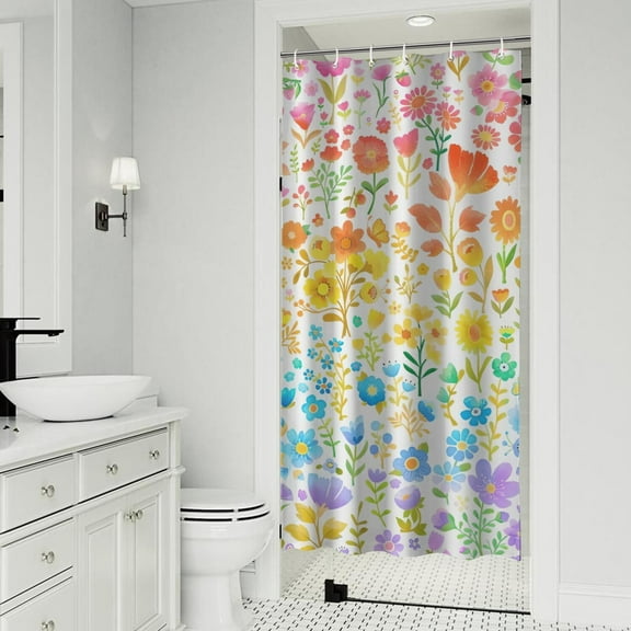 Light Pioneer Flower Pattern Shower Curtain 36"x72" ,Bathroom Decorative Shower Curtains Set with 12 Hooks,Modern Waterproof Washable Shower Curtain
