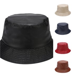 Light Plate Leather Fisherman Hat Women's Pure Color Basin Hat Outdoor Versatile Sunshade Hat Sun Hat Bucket Hat Ladies One Size
