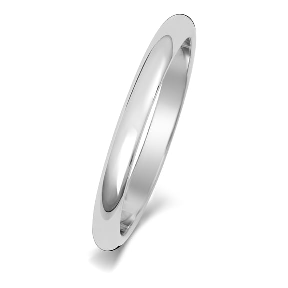 Light Platinum 950 2mm D Shape Men/Women Wedding Band/Ring