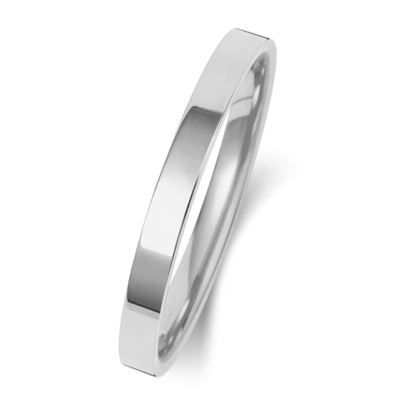 Light Platinum 950 2mm Flat Court Comfort Men/Women Wedding Band/Ring