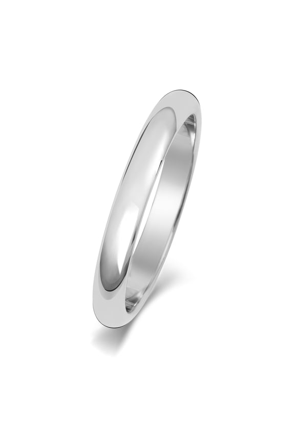 Light Platinum 950 3mm D Shape Men/Women Wedding Band/Ring