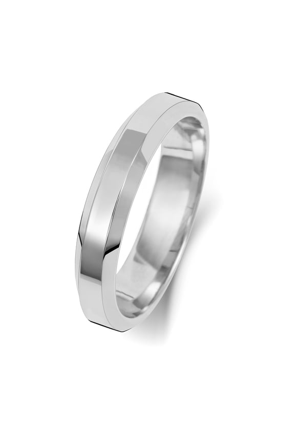 Light Platinum 950 4mm Bevelled Court Comfort Men/Women Wedding Band/Ring