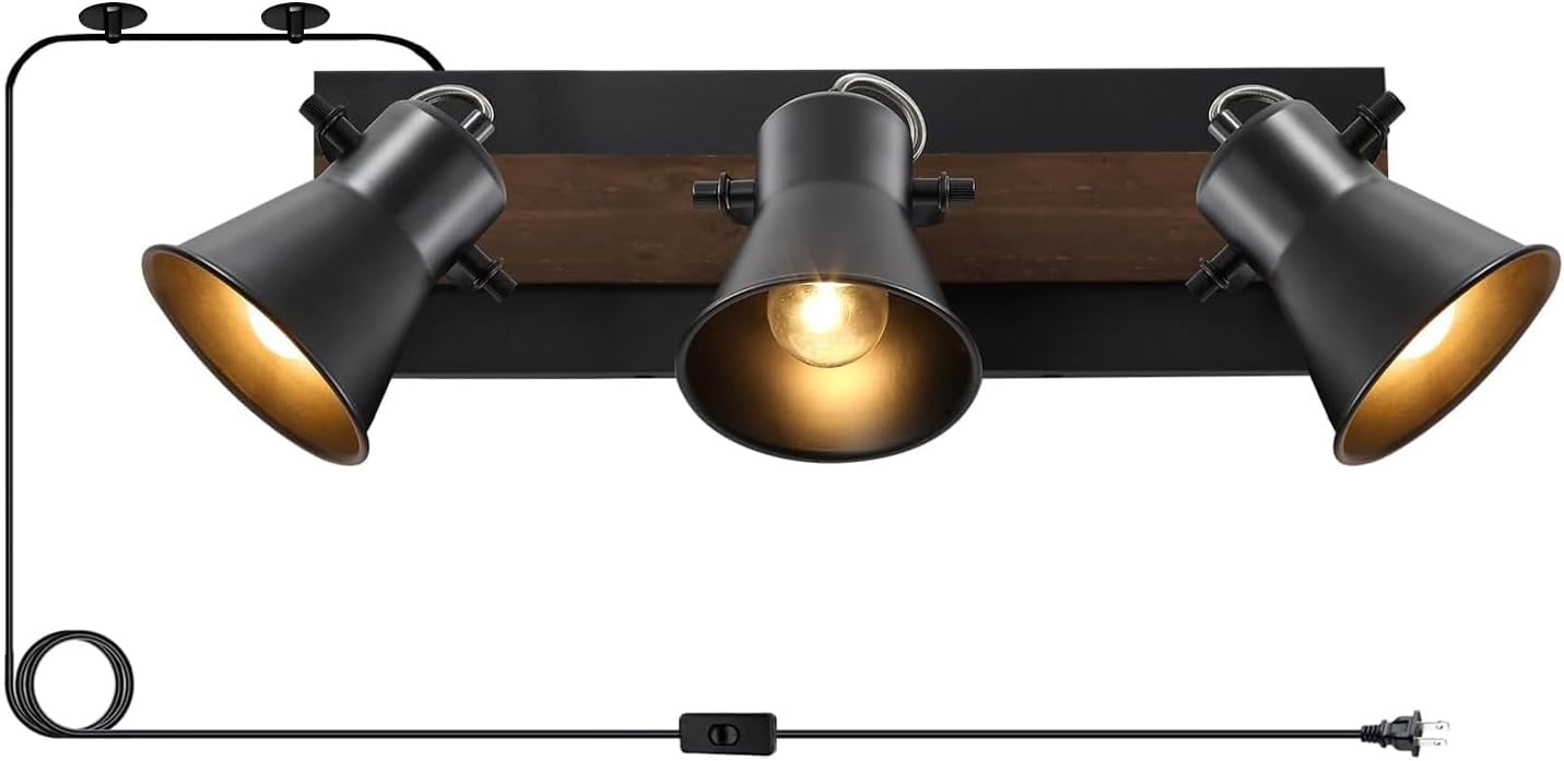 KEESFU 4.2 in Black Spotlight Head Corded Electric Plug-in Track Lighting Sets