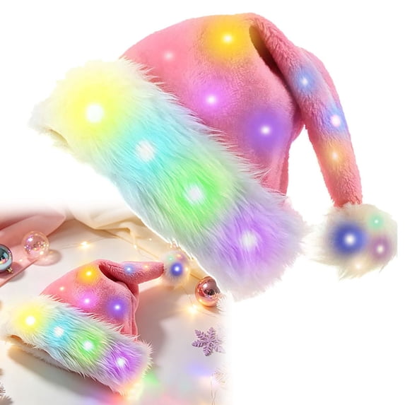 Santa Ress Light Up Plush Santa Hat with Colorful LED Lights, Light Up Santa Hat ...