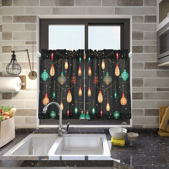 Light Post Christmas Lamp Kitchen Curtains Half Tier Curtain 2 Rod Pockets Bathroom Bedroom Cupborad Living Room 27"x24"