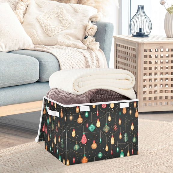 Light Post Christmas Lamp Storage Basket Foldable Laundry Basket Shelf Kids Toy Storage Container Organizer with Handles