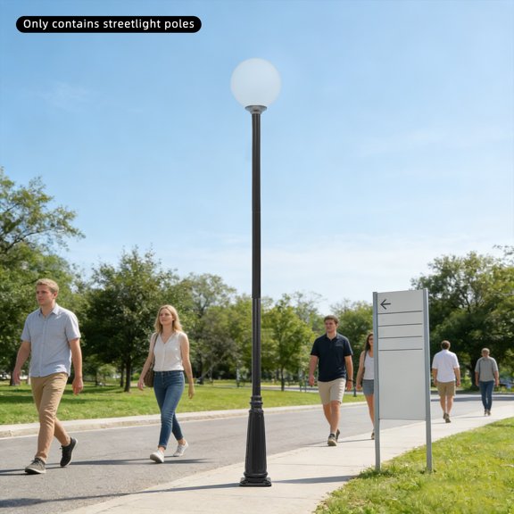 Light Post with Top Globe & Ground Cage, Split-Type Lamp Post, Lighting Post Fixtures, Outdoor Light Pole