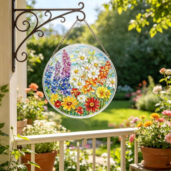 Light Projection Glowing, Puzzle Decoration (7.4 Inch) — Double Sided Translucent Acrylic Puzzle, Decorative Window Suncatcher In Acrylic Metal Frame For Home
