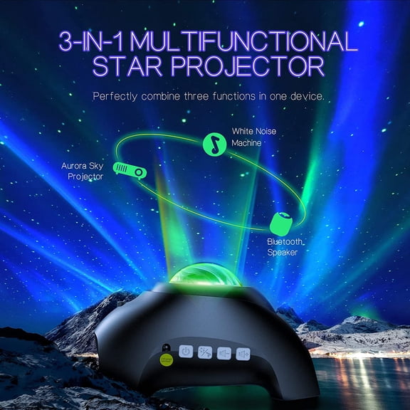 Light Projector with 33 Effects, Night Lights LED Projector for Bedroom, Remote Control, White Noises, Speaker