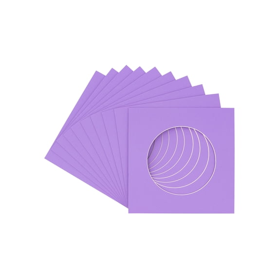 Light Purple Acid Free 7x7 Cirlce Picture Frame Mat with White Core Bevel Cut for 5x5 Pictures -