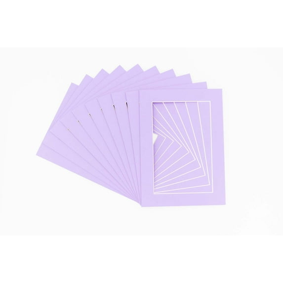 Light Purple Acid Free 8.5x11 Picture Frame Mats with White Core Bevel Cut for 5x7 Pictures - Fits
