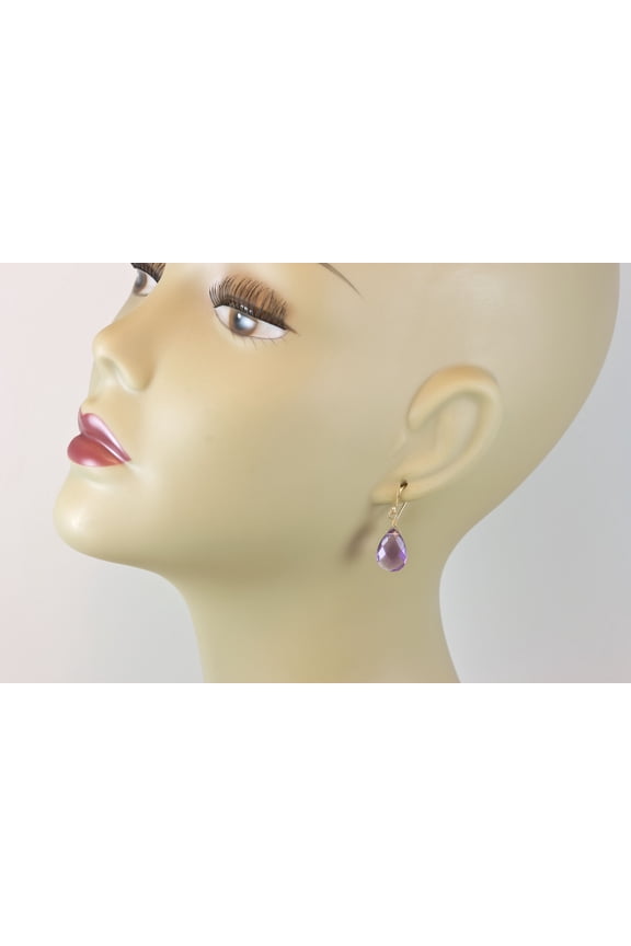 Light Purple Amethyst Earrings Faceted Cut Pear Shape Teardrop Sterling Silver Spyglass Designs