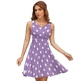 thumbnail image 1 of Light Purple And White Polka Dots Pattern Dress Summer Street Style Dresses Female Sleeveless Printed Sundress, 1 of 7