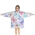 thumbnail image 1 of Light Purple Butterfly Pattern Blanket Hoodies for Kids 6-13YR Oversize Wearable Blanket Hoodies for Boys Girls Teens, 1 of 7