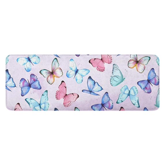 Light Purple Butterfly Pattern Kitchen Rug Mat,Kitchen Runner Rugs Non Skid Washable,Decorative Kitchen Floor Mats for Kitchen,Sink,Laundry,17"x47.2"