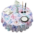 thumbnail image 1 of Light Purple Butterfly Pattern Round Tablecloth 60"x60",Wrinkle Wipeable Table Cloth for Kitchen Dining Room Picnic Patio Party, 1 of 6