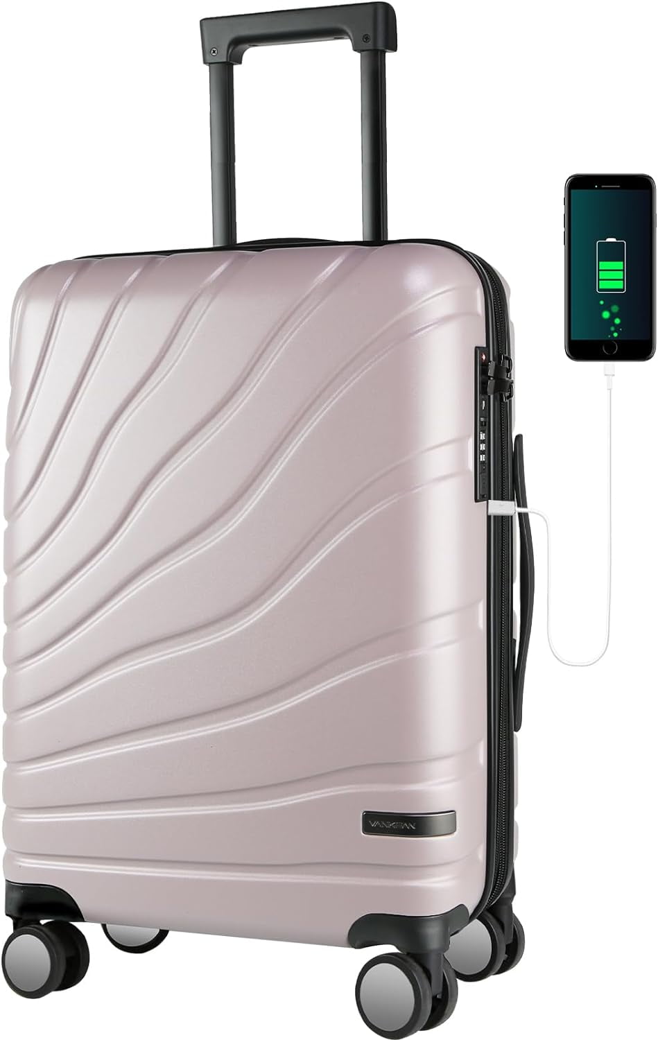 Light Purple Carry On Luggage with Spinner Wheels & TSA Lock