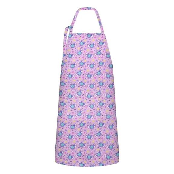 Light Purple Cartoon Unicorn Heart Pattern Apron-Garden Aprons for Women with Pockets-Cotton Linen Waterproof Kitchen Cooking Gardening Aprons Adjustable for Kitchen,Cooking,BBQ and Salon 33x27 Inch
