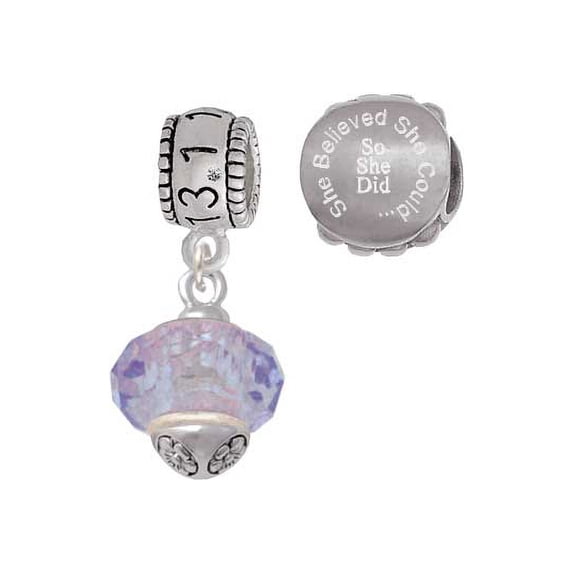 Light Purple Faceted Glass Spinner 13.1 Half Marathon Run She Believed She Could Charm Beads (Set of 2)