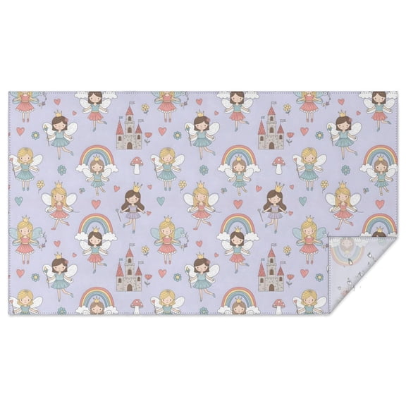 Light Purple Fairy Princess Pattern Rectangle Tablecloth 60"x102",Waterproof Polyester Rectangle Table Cloth, Wipeable Spillproof Polyester Tablecloth for Dining, Camping, Indoor and Outdoor