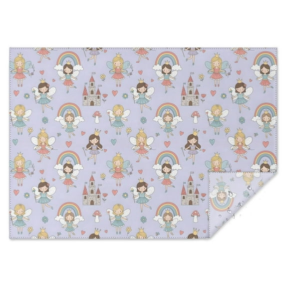 Light Purple Fairy Princess Pattern Rectangle Tablecloth 60"x84",Waterproof Polyester Rectangle Table Cloth, Wipeable Spillproof Polyester Tablecloth for Dining, Camping, Indoor and Outdoor