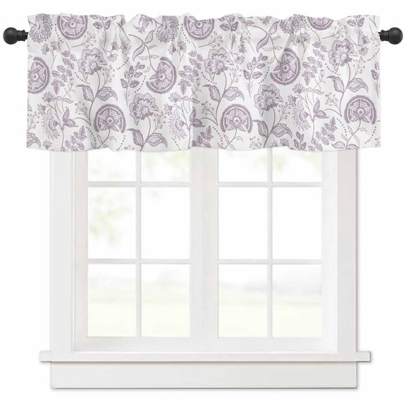 Light Purple Farmhouse Valances for Windows Farmhouse Kitchen Curtains Valances Rod Pocket Valance Curtains for Kitchen Windows Retro Botanical Plant Fruit Leaf Window Valances for Bathroom 42"x12"
