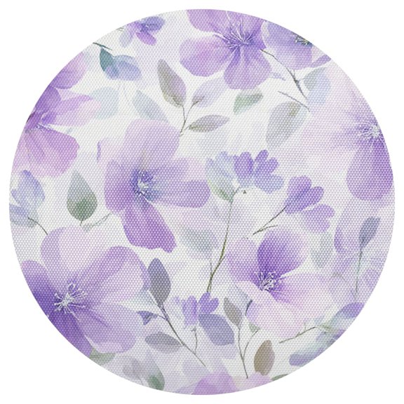Light Purple Florals PVC Round Grid Placemat Table Mat 1 Pc 15.4" x 15.4"