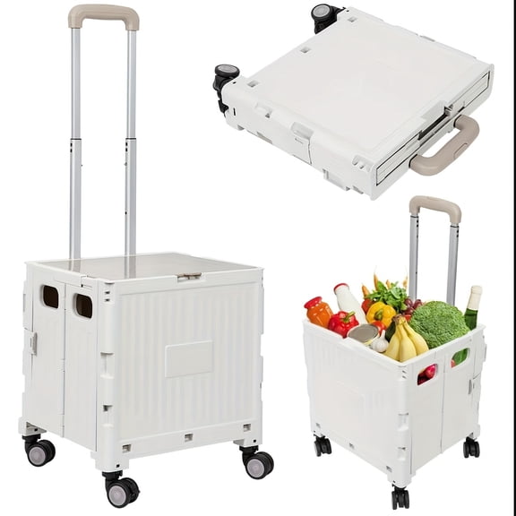 Light Purple Foldable Heavy-Duty Utility Cart with Swivel Wheels