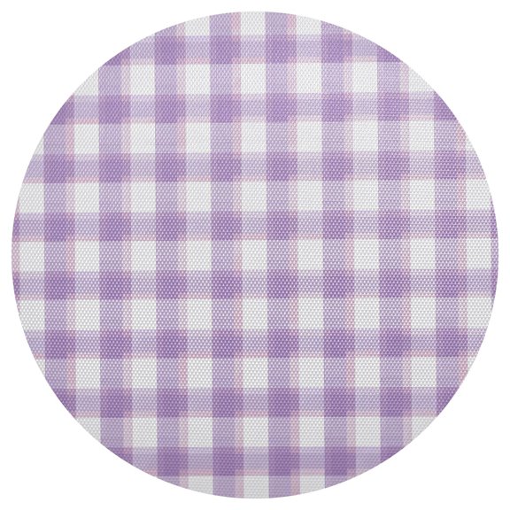 Light Purple Gingham Pattern PVC Round Grid Placemat Table Mat 1 Pc 15.4" x 15.4"