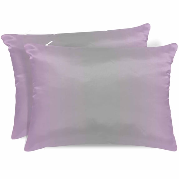 Light Purple Grey Ombre Pillow Cases Standard Size Set of 2, Smooth Satin Pillowcase for Hair and Skin, Modern Gradient Abstract Art Decorative Cooling Bed Pillow Covers with Zipper, 20x26 Inches