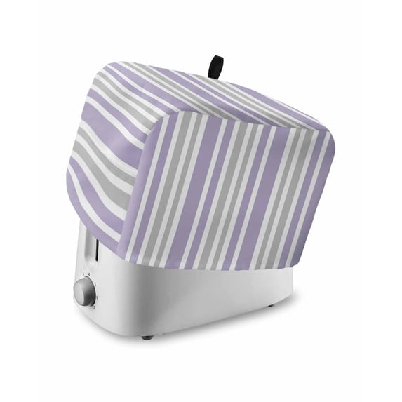 Light Purple Grey Stripe Toaster Cover 4 Slice, Large Kitchen Appliance Covers, Farmhouse Minimalist Striped Toaster Oven Cover with Loop, Bread Machine Cover Polyester Dust Cover Protection